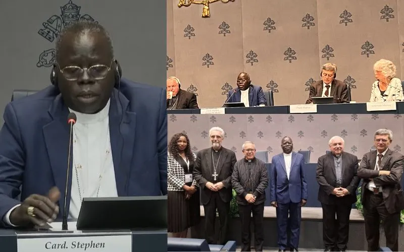 Stephen Ameyu Martin Cardinal Mulla at the Friday, 18 October 2024 Media Briefing at the Vatican. Credit: Vatican Media