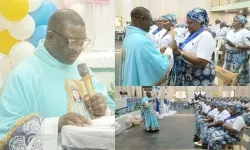 Fr. Christopher Geh Kum addressing the new leadership of the Catholic Women Association (CWA) in the Catholic Archdiocese of Douala in Cameroon. Credit: ACI Africa