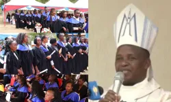 Bishop Joseph Maluki Mwongela during Our Lady of Lourdes Mutomo College of Health Sciences (OLLMCHS) 2nd graduation ceremony and the 60th anniversary of Our Lady of Lourdes Hospital Mutomo (OLLMH). Credit: Capuchin TV/OLLMCHS