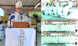 Archbishop Kryspin Witold Dubiel during the ordination of 14 Priests and a deacon in the Catholic Diocese of Ondjiva in Angola. Credit: Diocese of Ondjiva, Nuncio Dubiel