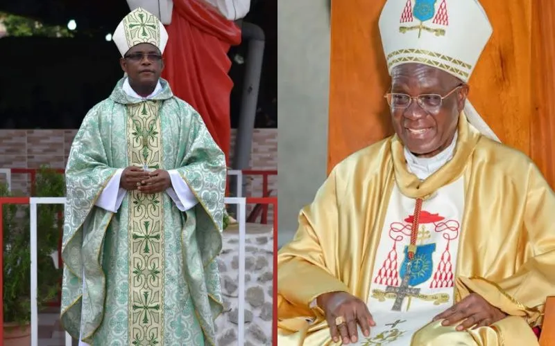 Jean-Pierre Cardinal Kutwa (right) and Bishop Gaspard Béby Gnéba (left)