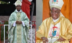 Jean-Pierre Cardinal Kutwa (right) and Bishop Gaspard Béby Gnéba (left)