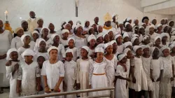 Bishop Gerald Mamman Musa with some of the candidates who received Baptism during the Easter Vigil Mass. Credit: Catholic Diocese of Katsina