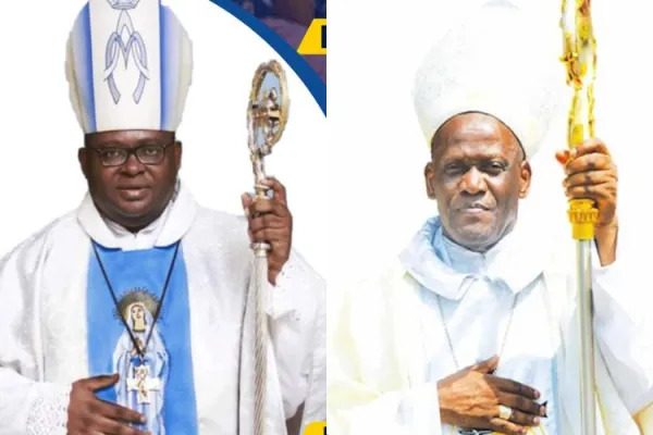 Bishop Michael Miabesue Bibi (left) and Bishop Emmanuel B. Bushu (right). Credit: Buea Diocese
