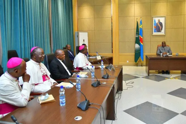 Members of the National Episcopal Conference of Congo (CENCO) with President Felix Tshisekedi during an audience Monday, November 9, 2020. / Website National Episcopal Conference of Congo (CENCO).