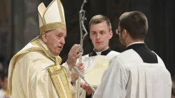 Pope Francis at the Easter Vigil Mass in St. Peter's Basilica on April 8, 2023. | Credit: Vatican Media