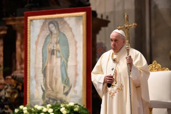 Pope Francis offers Mass on the feast of Our Lady of Guadalupe in St. Peter's Basilica on Dec. 12, 2020. | Vatican Media