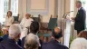 Pope Francis sits next to Queen Mathilde and listens as King Philippe (far right) speaks during a meeting between the pope and dignitaries in the Grand Gallery of Belgium’s Laeken Castle on Friday, Sept. 27, 2024. / Credit: Daniel Ibáñez/CNA