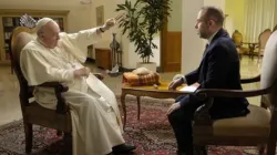 Pope Francis speaks with journalist Fabio Marchese Ragona. / Credit: Vatican Media