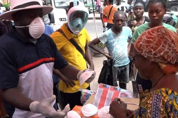 A vendor selling face masks in Ivory's Coast economic capital, Abidjan.