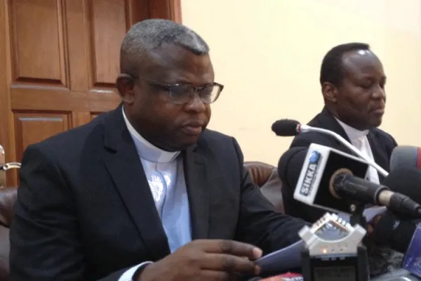 CENCO’s Secretary General, Fr. Donatien Nshole  addressing journalists at Press Conference in DR Congo's capital Kinshasa, Monday, December 16, 2019