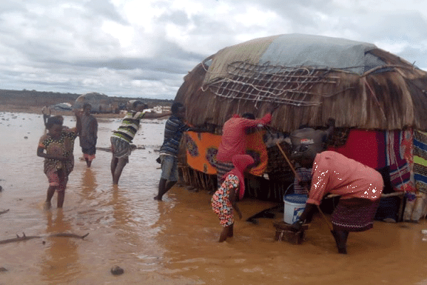 Family members trying to salvage property from their marooned house following flooding in Kenya's Marsabit Diocese on November 21, 2019 / Caritas Marsabit, Kenya