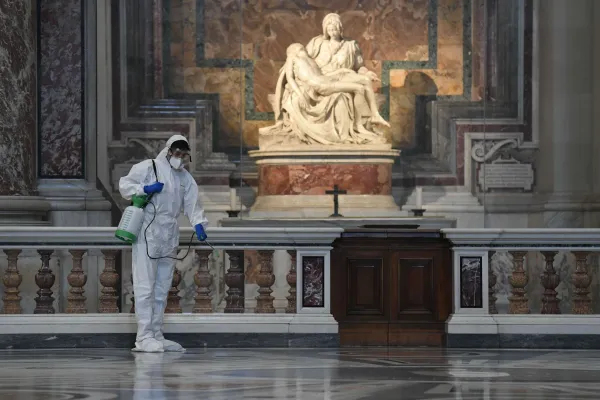 St. Peter’s Basilica is Sanitized Ahead of Reopening to Public