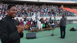 Fr. Rafaeli Simbini, Liturgy Coordinator, Mozambique Papal Visit 2019 rehearsing Public Papal Mass / ACI Africa