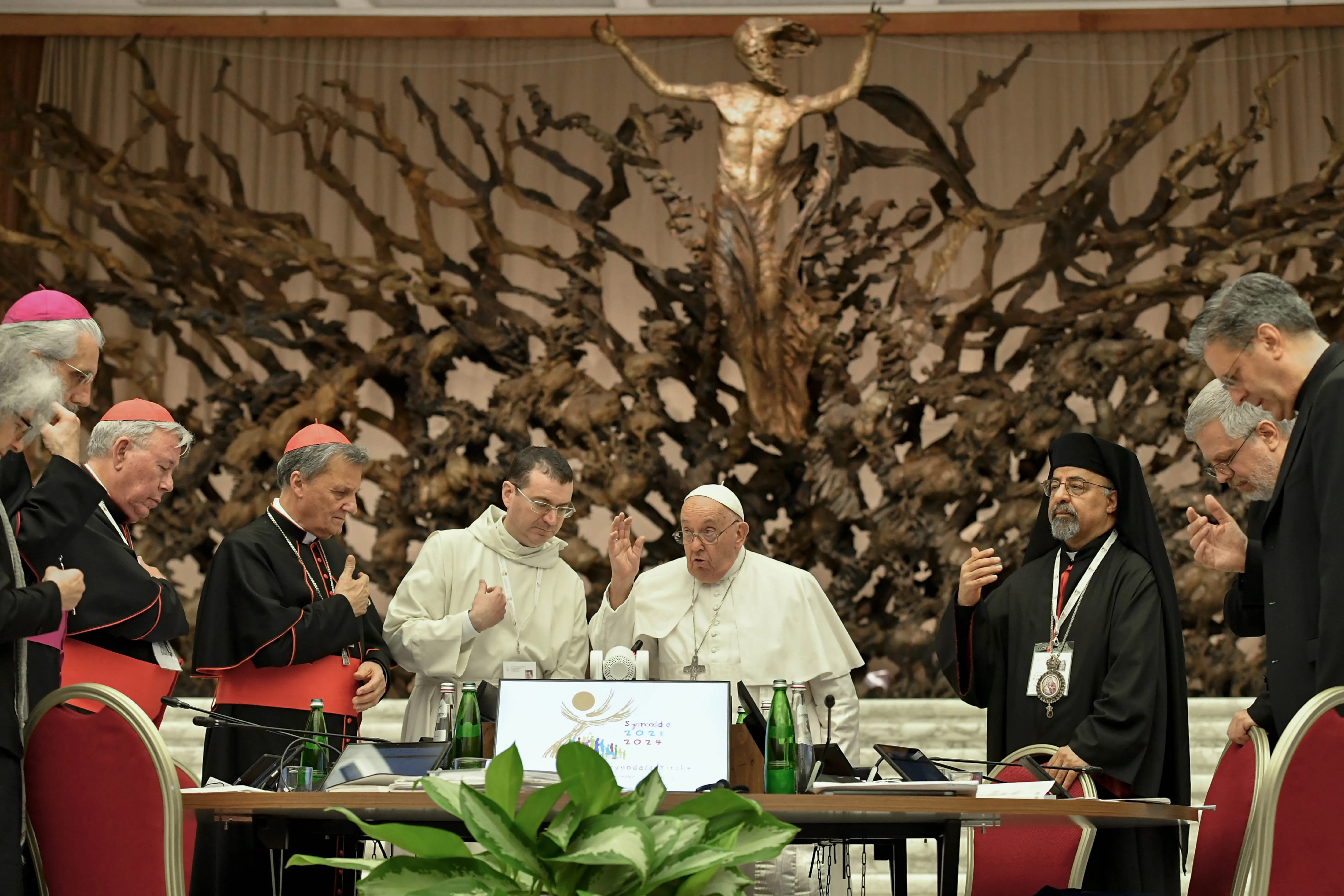 Pope Francis gives a blessing to participants at the conclusion of the Synod on Synodality at the Vatican, Oct. 26, 2024. / Credit: Vatican Media