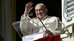 Pope Francis waves to pilgrims gathered in St. Peter's Square for his Angelus address on Nov. 10. 2024. / Credit: Vatican Meda