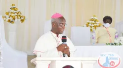 Caption: Bishop John Yaw Afoakwah, Chairman of Ghana’s Catechetical Commission and Local Ordinary of Obuasi Diocese addressing participants at the National Catechetical Commission meeting at the St. Kizito Catechetical centre at Apowa, Takoradi on October 27, 2020. / Credit: Secondi-Takoradi DEPSOCOM