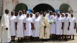 Sr. Blewu with Bouquet and concelebrating Priests and Religious after the Thanksgiving Mass at the St. Joseph Quasi Parish at Alakple in the Keta-Akatsi Diocese on Sunday December 29 / Damian Avevor, Ghana