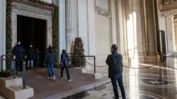 Pilgrims cross the Holy Door of St. Peter’s Basilica in the Vatican on Dec. 25, 2024. | Credit: Daniel Ibáñez/EWTN News