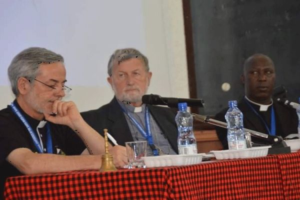 Participants at Nairobi Conference on Human Trafficking, from left: Bishop Bishop José Luis Gerardo Ponce de León (Manzini - Swaziland), Bishop Virgilio Pante (Maralal, Kenya), Fr. Daniel Rono (SG, KCCB) / KCCB/Rose Achiego