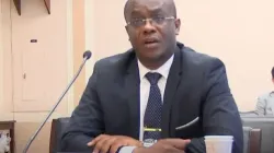 Congolese civil rights attorney Hervé Diakiese Kyungu testifying on July 14, 2022, at a congressional hearing in Washington, D.C. on the use of child labor in China-backed cobalt mines in the Democratic Republic of Congo. Screenshot from YouTube video