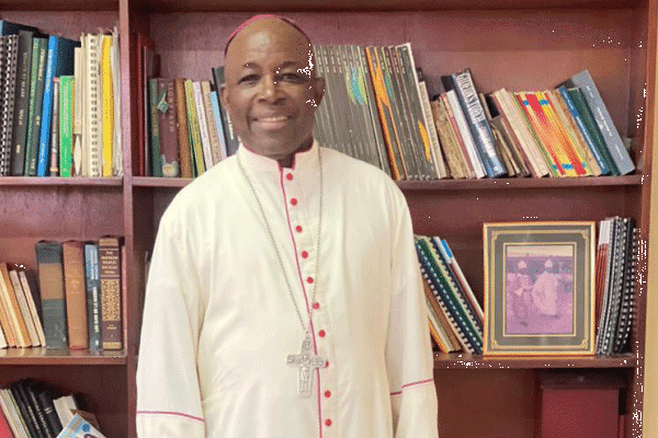 Archbishop Edward Tamba Charles of the Archdiocese of Freetown during the interview with ACI Africa at his office in Freetown. Credit: Caritas Freetown