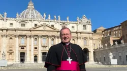 Bishop Georg Bätzing, president of the German bishops’ conference in St. Peter’s Square, June 27, 2020. | Deutsche Bischofskonferenz/Matthias Kopp.