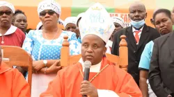 Bishop Joseph Mwongela of Kitui Diocese reading the message of members of the Kenya Conference of Catholic Bishops (KCCB). Credit: Courtesy Photo