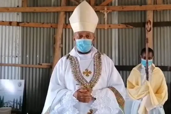 Bishop Willybard Lagho addresses the faithful during Holy Mass at St. Joseph the Worker Outstation of St. Anthony’s Cathedral Parish in Malindi/ Credit: Diocese of Malindi/Facebook