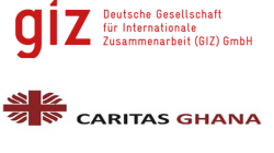 Logos of Deutsche Gesellschaft für Internationale Zusammenarbeit
(GIZ), a German Development Agency and Caritas Ghana, the development and humanitarian agency of the Ghana Catholic Bishops’ Conference (GCBC).