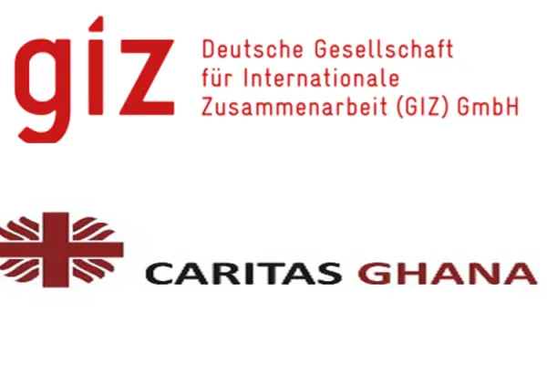 Logos of Deutsche Gesellschaft für Internationale Zusammenarbeit
(GIZ), a German Development Agency and Caritas Ghana, the development and humanitarian agency of the Ghana Catholic Bishops’ Conference (GCBC).
