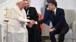 Pope Francis and French President Emmanuel Macron meet in Corsica on Dec. 15, 2024. / Credit: Daniel Ibáñez/EWTN/Vatican Pool