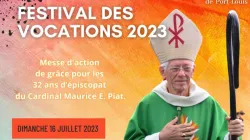 A poster announcing the July 16 Feast of Vocations and the 32nd Episcopal anniversary of Maurice Cardinal Piat. Credit: Poort Louis Diocese