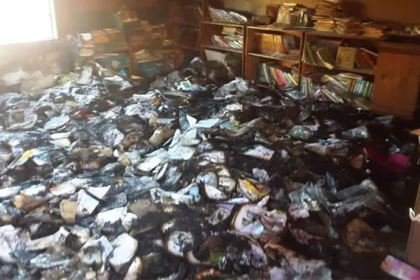 Catholic Bishop of Manzini, Eswatini, Visits “petrol bombed” Primary School Library, Prays