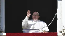 Pope Francis waves at pilgrims and visitors gathered for the Angelus on Dec. 29, 2024, in St. Peter’s Square at the Vatican. / Credit: Vatican Media