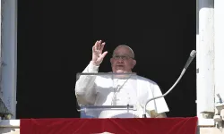 Pope Francis waves at pilgrims and visitors gathered for the Angelus on Dec. 29, 2024, in St. Peter’s Square at the Vatican. / Credit: Vatican Media