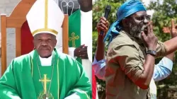 The Catholic Church in Kenya, through Bishop James Maria Wainaina (left) says Roots Party Presidential candidate George Wajackoyah (right) is not fit to lead the country. Credit: Courtesy Photo