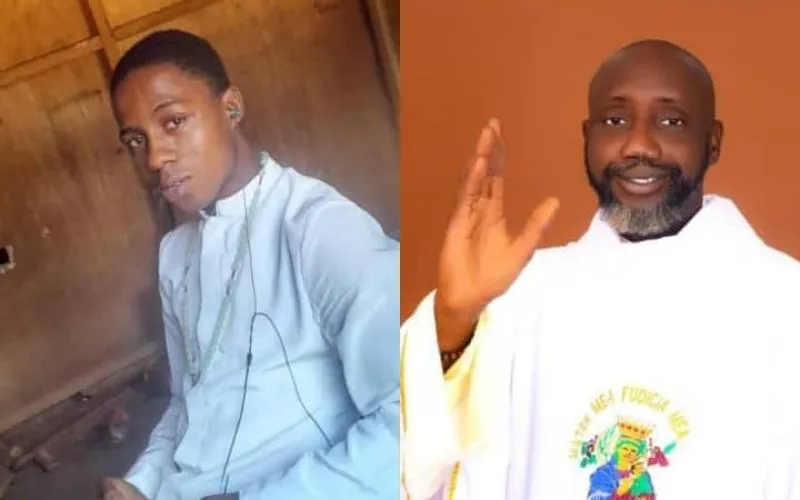 Fr. Philip Ekweli (right) and a major Seminarian (left),  abducted from a Parish Rectory on March 3. Credit: Catholic Diocese of Auchi