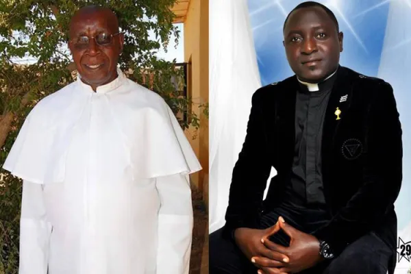 Late Fr. Alphonsus Bello (right) whose lifeless body was found in a farmland near the St. Vincent Ferrer Catholic Church Malunfashi, Katsina State within Nigeria's Diocese of Sokoto. The whereabouts of Fr. Joe Keke (left) is still unknown after gunmen attacked their parish on 20 May 2021. Credit: Courtesy Photo
