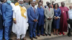 Nigeria's Senior Special Assistant to the President on Niger Delta Affairs, Solomon Ita Enang (third left) and members of the Christian Association of Nigeria (CAN) during the September 1 meeting in Abuja. / Solomon Ita Enang/ Facebook