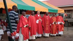 Apostolic Nuncio in Kenya Bert van Megen with a section of Spiritan Priests after the commissioning of Blessed Daniel Brottier Conference Hall and Accommodation facility 15 January 2021 / Credit: ACI Africa