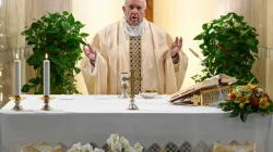 Pope Francis celebrates a morning Mass in the chapel of the Casa Santa Marta. Credit: Vatican Media