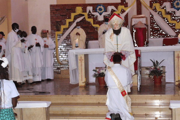 Archbishop Stephen Ameyu during the Diaconate and Priestly Ordination Mass last Saturday, August 15, 2020. / ACI Africa
