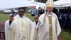 Bishop Peter John Holiday with the newly ordained priest, Fr. Thabang Shilane during the ordination Mass on Saturday, December 5. / Facebook Page Kroonstad Diocese