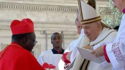 Pope Francis with Stephen Ameyu Martin Cardinal Mulla during the September 30 Consistory. Credit: Vatican Media