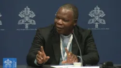 Dieudonné Cardinal Nzapalainga during the Wednesday, October 25 press briefing by Synod delegates. Credit: Vatican Media