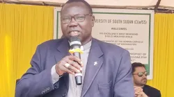 Bishop Santo Loku Pio addressing students at the Catholic University of South Sudan. Credit: Kerbino Kuel Deng, ACI Africa.