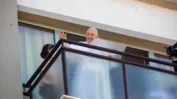 Pope Francis delivers the Angelus address from Gemelli hospital on 11 July 2021./Credit: Pablo Esparza/CNA / Pablo Esparza/CNA