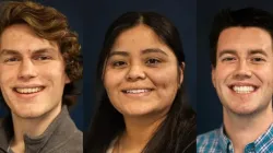 From left to right, Matthew Heidenreich, Amayrani Higueldo Sanchez, and Charlie McCullough. | National Eucharistic Pilgrimage