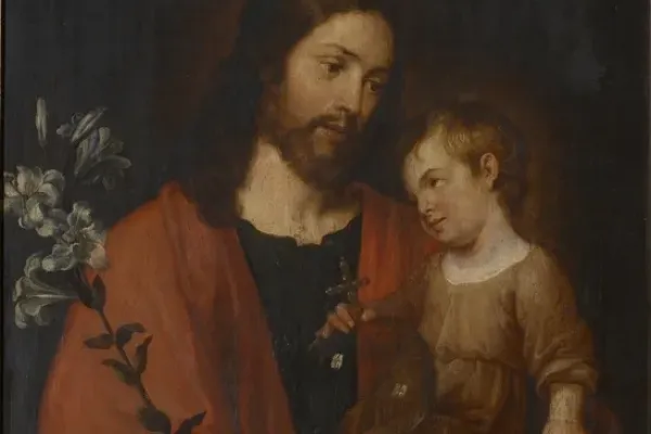 St. Joseph carrying the Child Jesus on the left arm by Pieter van Lint./ Public Domain.